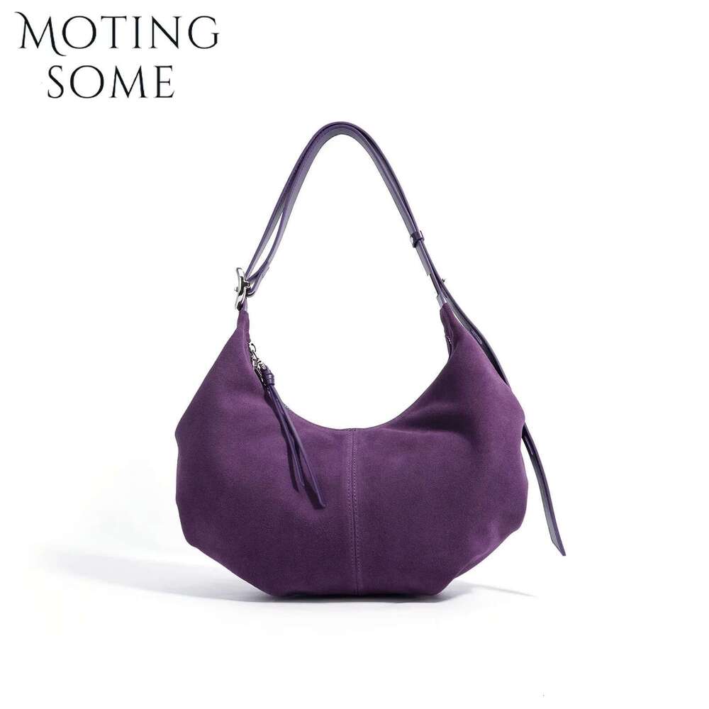 Motingsome Suede Genuine Leather Women Hobos Bags Retro Large-Capacity Bag Lady 2025 New Dumpg Purse Niche Messenger Tote