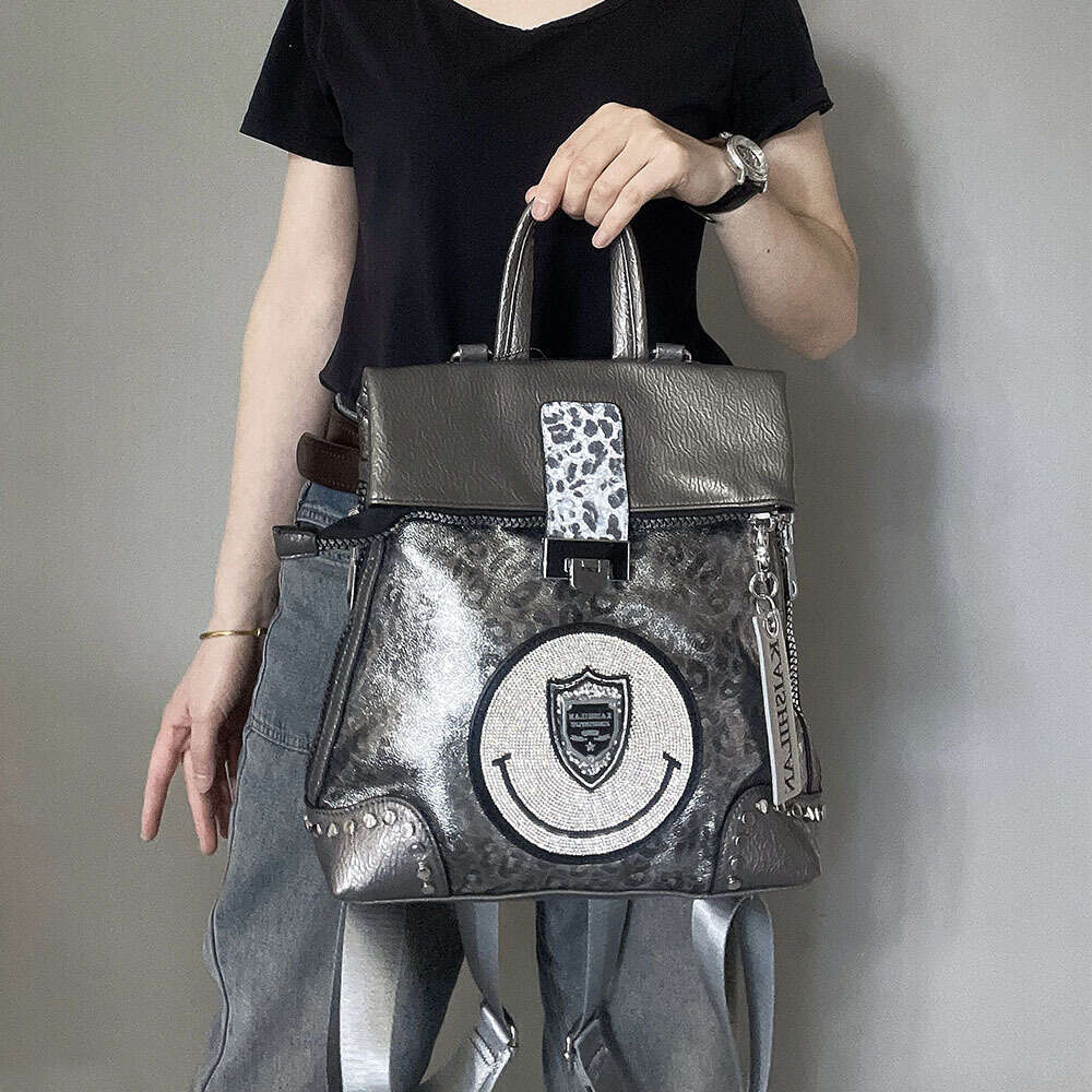 Backpack Genuine Leather Women's Bag New Backpack, Stylish Single Shoulder Crossbody Bag, Trendy Backpack