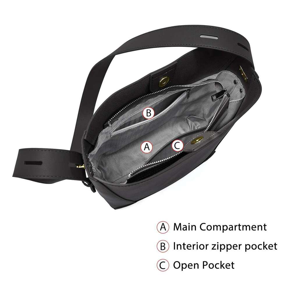 FOXER Lady Women Hobo Bucket Bag Split Leather Fashion Shoulder Large Capacity Handbag Wide Adjustable Strap Female Bags