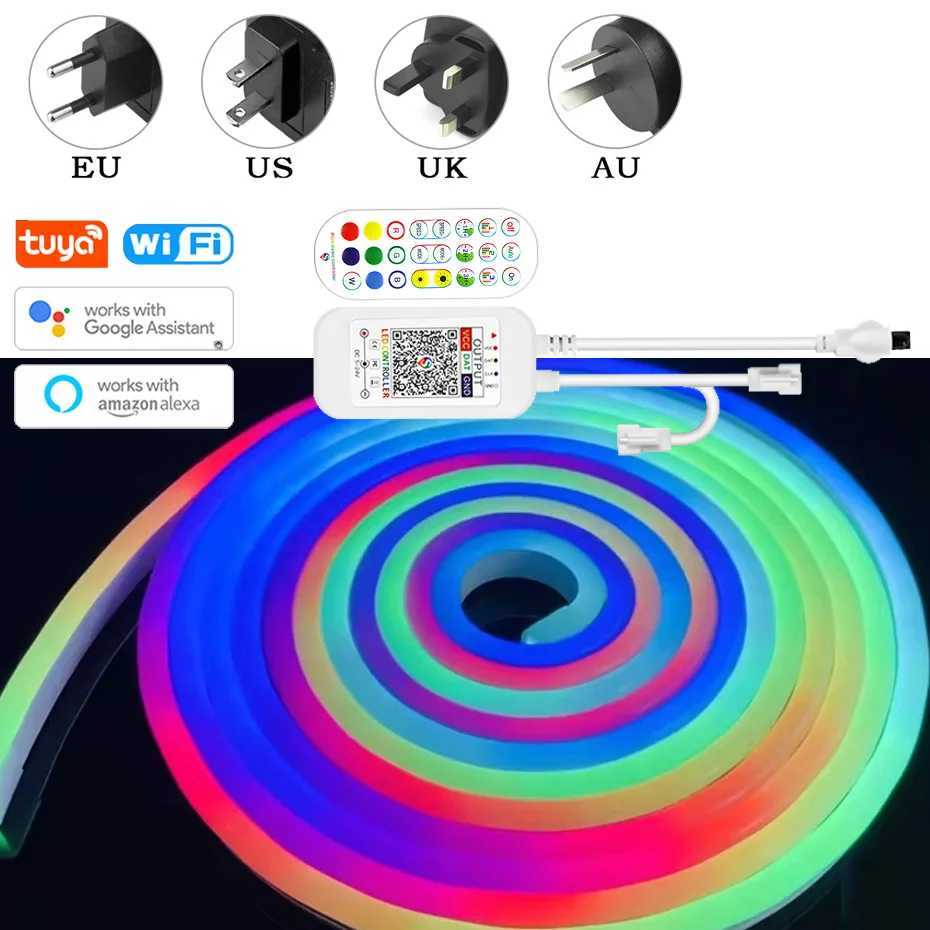 12V RGBIC LED Neon Rope Light 1m-5m 84LEDs/m WiFi/Bluetooth/IR Control IP67 Waterproof Rainbow Chasing Effect for Party Decor W251112