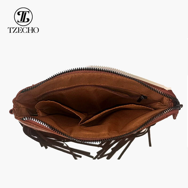 designer bag Bohemian style new tassel crossbody embossed shoulder high-end PU leather bag, women's bag