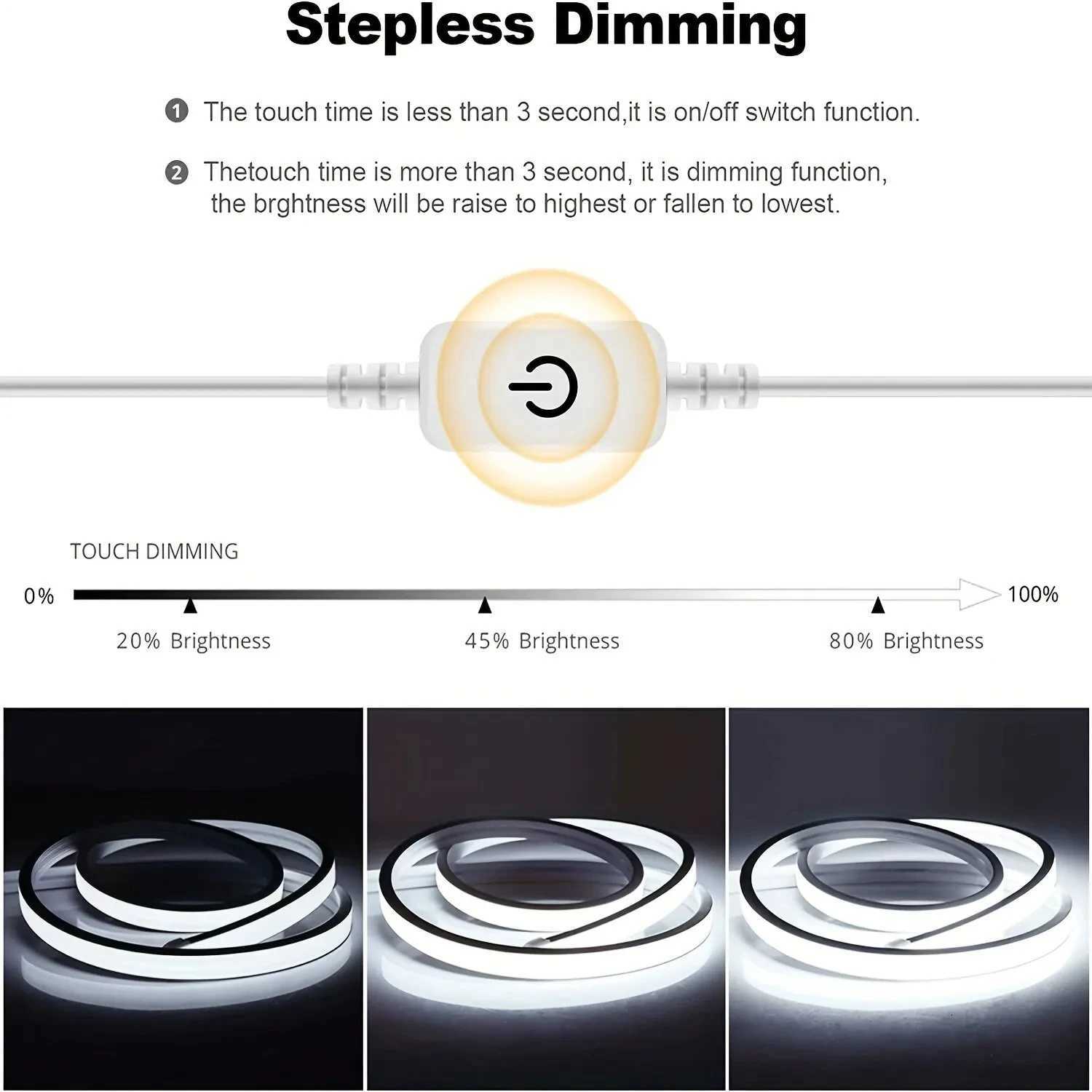 Touch Sensor Neon LED Strips USB 5V Dimmable 120LED/M DIY Home Decor Flexible Tape Neon Signs Belt Waterproof Lighting Lamp W251112