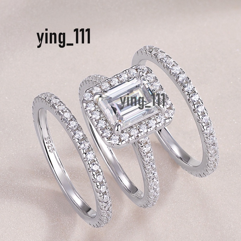 3in1 Women GRA Moissanite Ring S925 Sterling Silver 1.5ct Square Moissanite Diamond Rings for Women Promise Jewelry Engagement Rings Gift