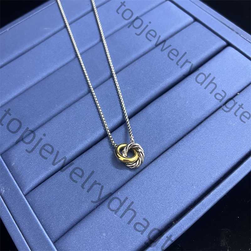 50cm Collarbone Necklaces Classic Designer 925 Sterling Silver Color Separation Double Ring Necklace Women Retro Simple Jewelry Chirstmas Gift