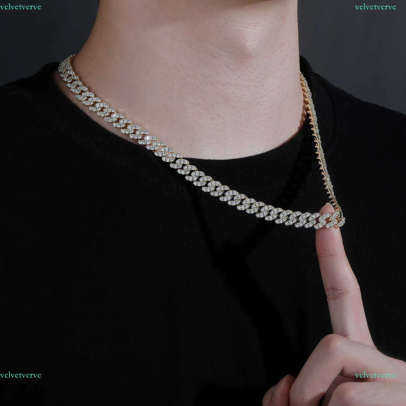 Korean 9mm Micro Inlaid Zircon Cuban Chain Necklace Hip Hop Trend Unisex Collar Curb k Chains Accessories Night Club Iced Out Jewelry Gifts for Men an