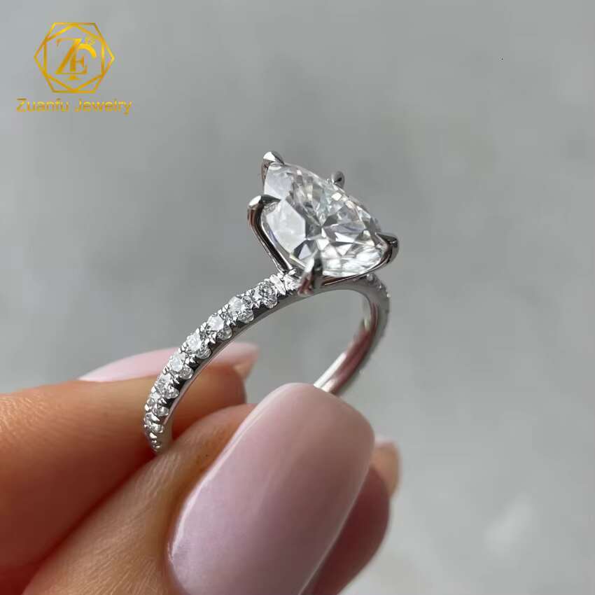 Trendy Jewelry 14K White Gold 3CT Pear Cut Halo Ring Band Moissanite Diamond Luxury Wedding Engagement Ring for Women