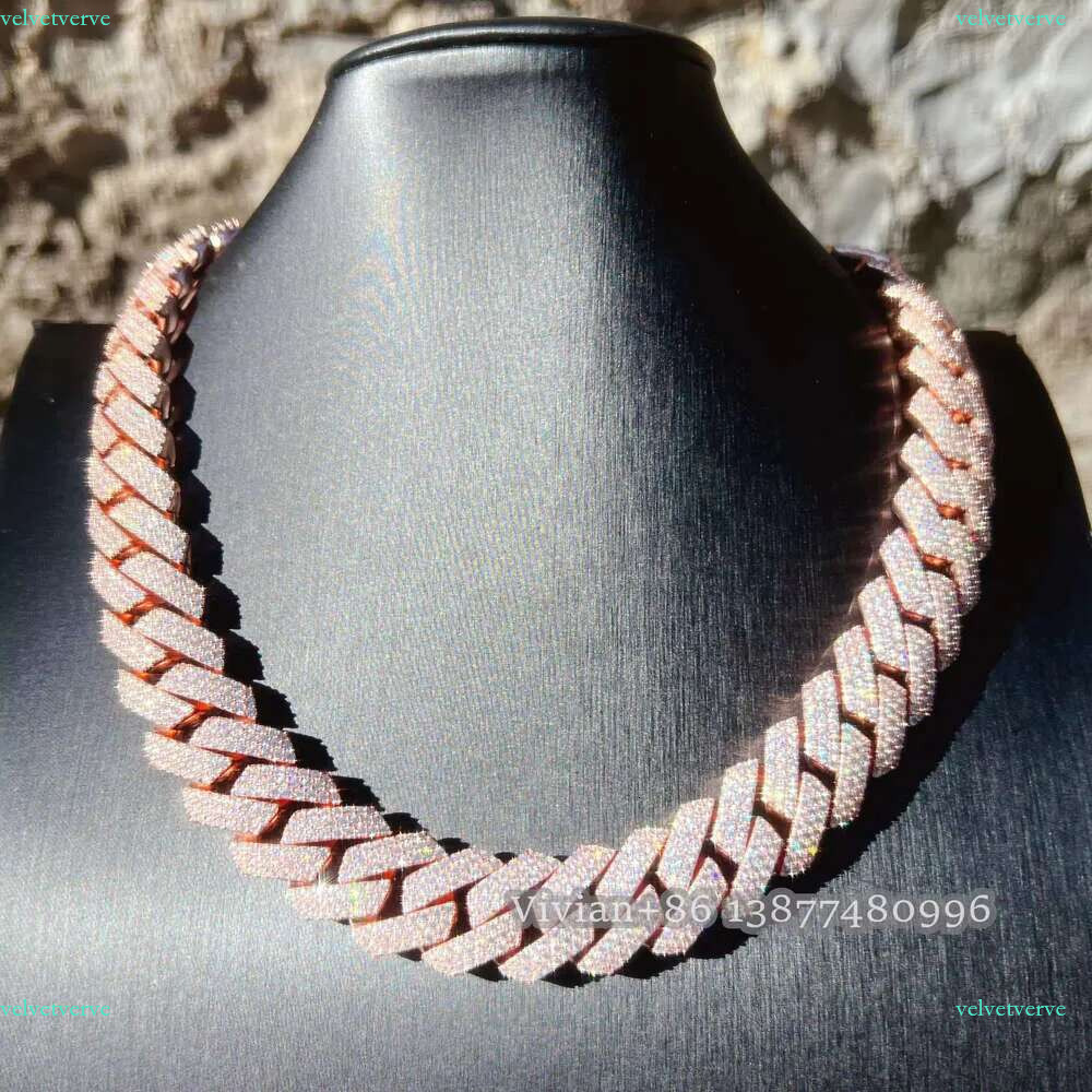 designer jewelry necklace iced out chains 20mm width fashion s sterg sier d color vvs moissanite dia cuban k chain hip hop necklaces