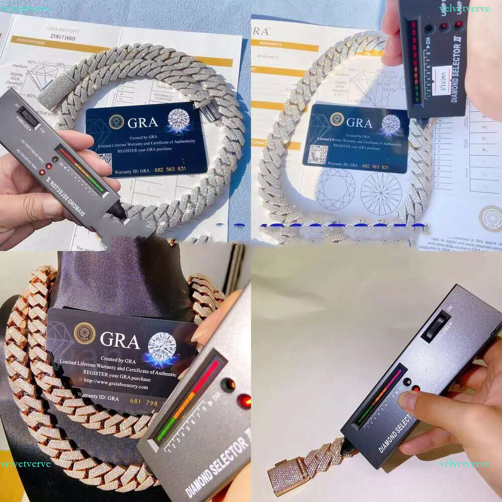 designer jewelry necklace iced out chains 20mm width fashion s sterg sier d color vvs moissanite dia cuban k chain hip hop necklaces