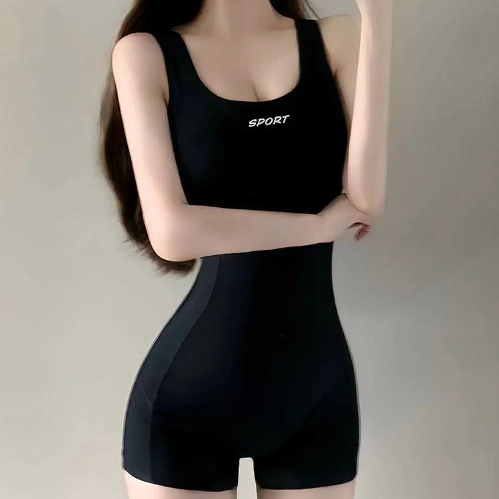 Flat Corner One-piece Swimsuit Chlorine Resistant Plus Size Slimming Swimsuit Conservative Design With Chest PadW251113