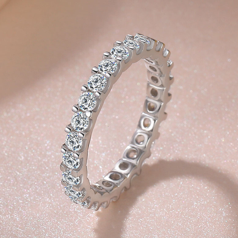 TB BHULAMTE Free Shipping New Designer Accessories Wish Starry Sky Women's Ring Cluster Inlaid Full Circle Simulated Zircon Ring Light Luxury Fas