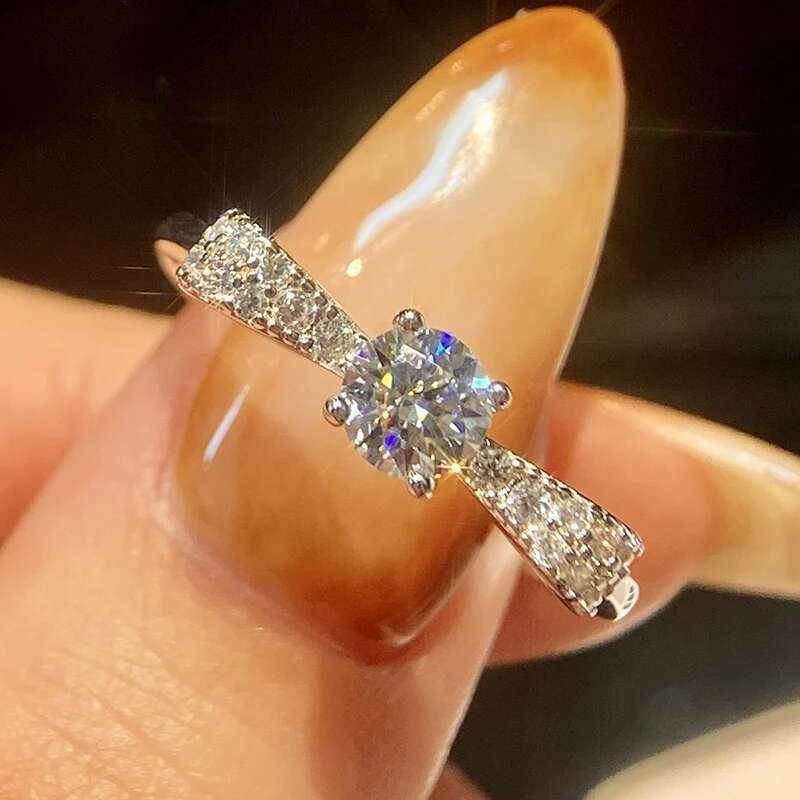 GRA 0.5CT Luxury Moissanite Elegant Wedding Bow Knot Rings for Women 925 Sterling Silver Brilliant Diamond Bridal Fine Jewelry