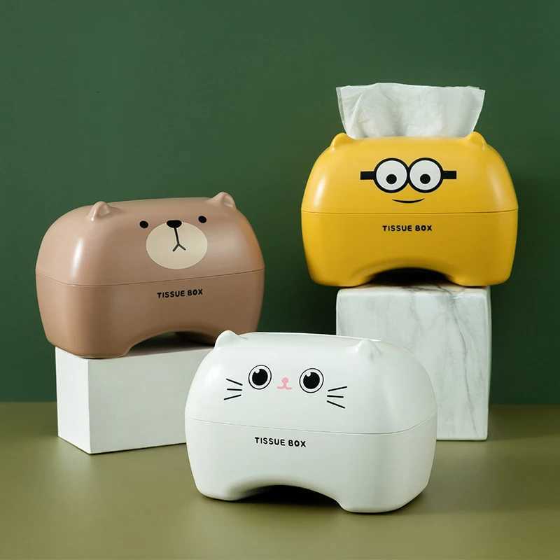 Kawaii Cat Teddy Bear Tissue Box Desktop Toilet Paper Holder Kitchen Napkin Storage Box WC Paper Container Nordic Style Decor Y251112