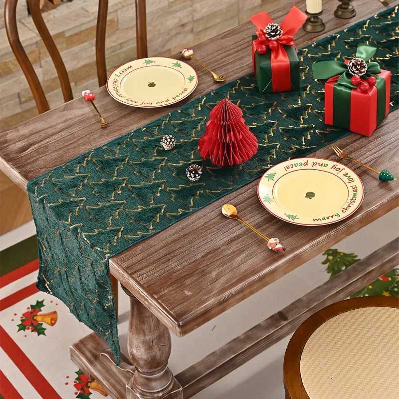 Christmas Golden Christmas Tablecloth Table Flag Decoration Christmas Dining Table Decoration Festive Atmosphere Decoration Y251113