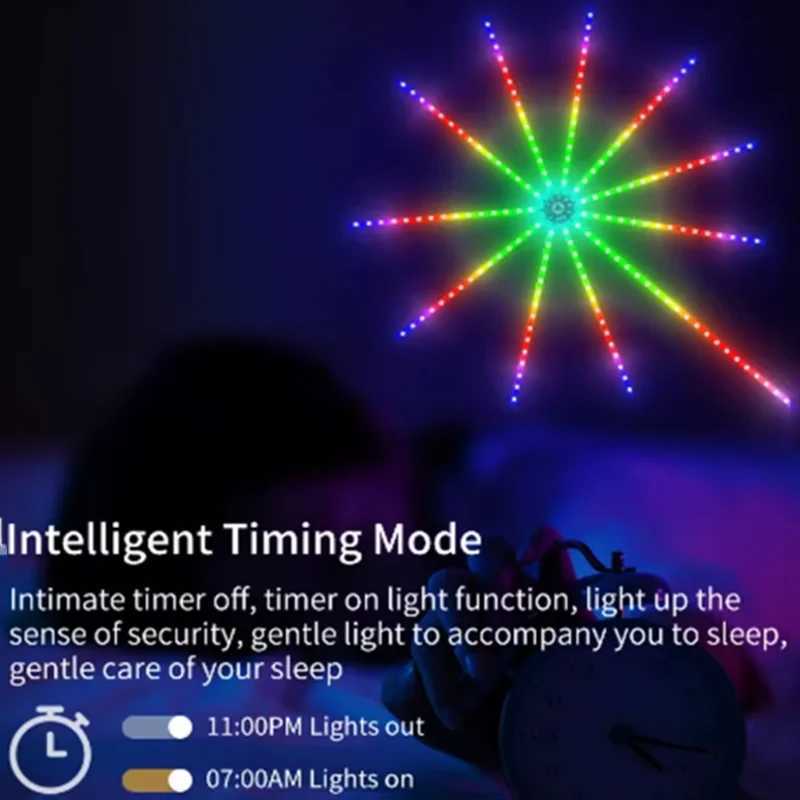 2025 LED Fireworks Light LED Garland RGB Neon String Light Bluetooth APP Control Music Sync Bedroom Wedding Decor Fairy Lights W251112