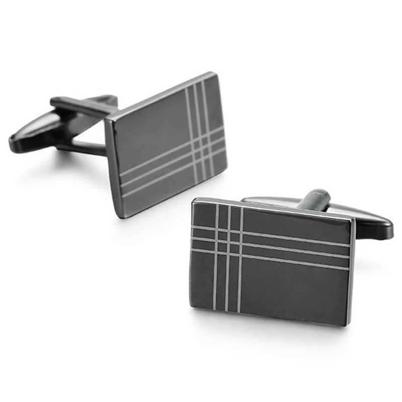 High quality brass laser metal carving batch flower craft cufflinks with striped and grid fashion mens shirt cufflinksT250412