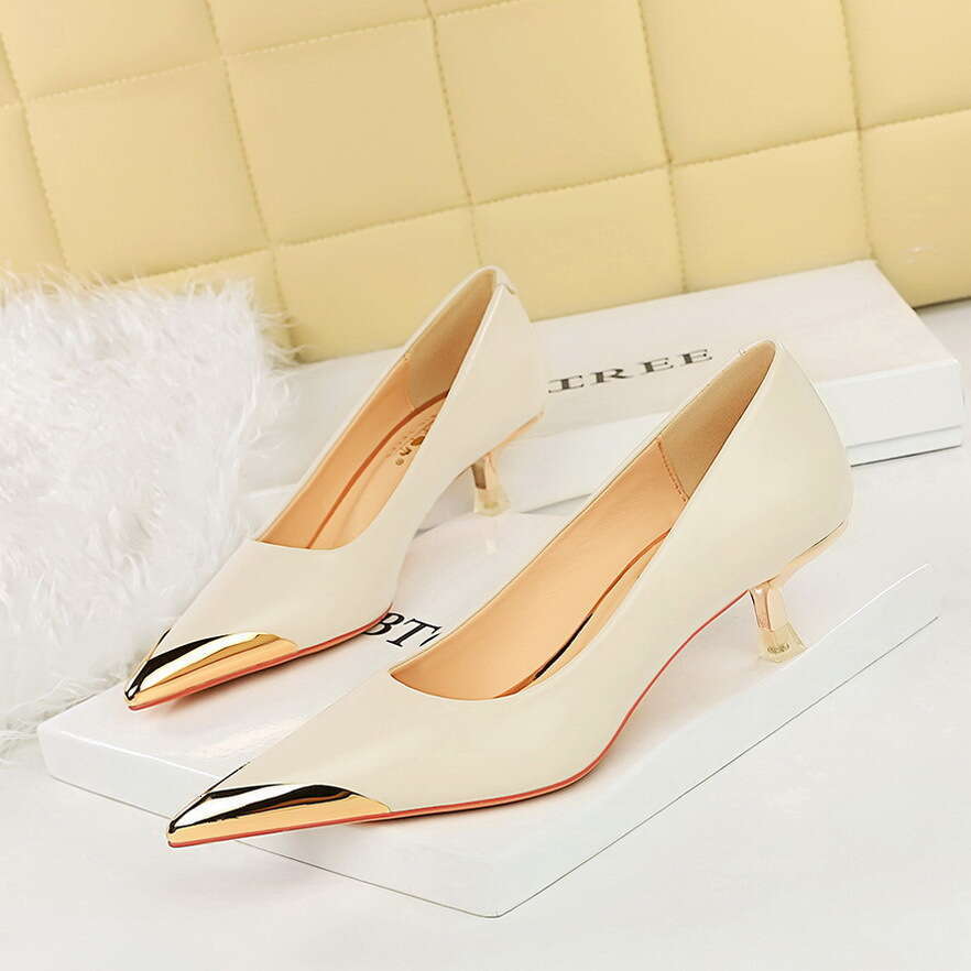 Brown Pumps Designer Shoe 4.5/9.5cm Heels stiletto comfortable High Heel Metal Pointed Toe business casual shoes women