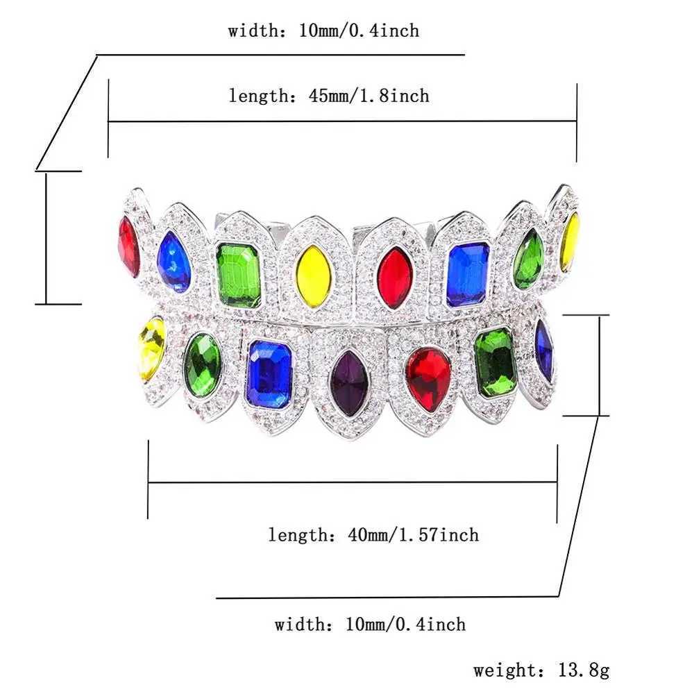 JINAO New Hip Hop Grill Set Gold and Silver Jewelry Cube Zirconia Hip Hop Teeth Grill Top and Bottom Grill Party GiftXJ250412