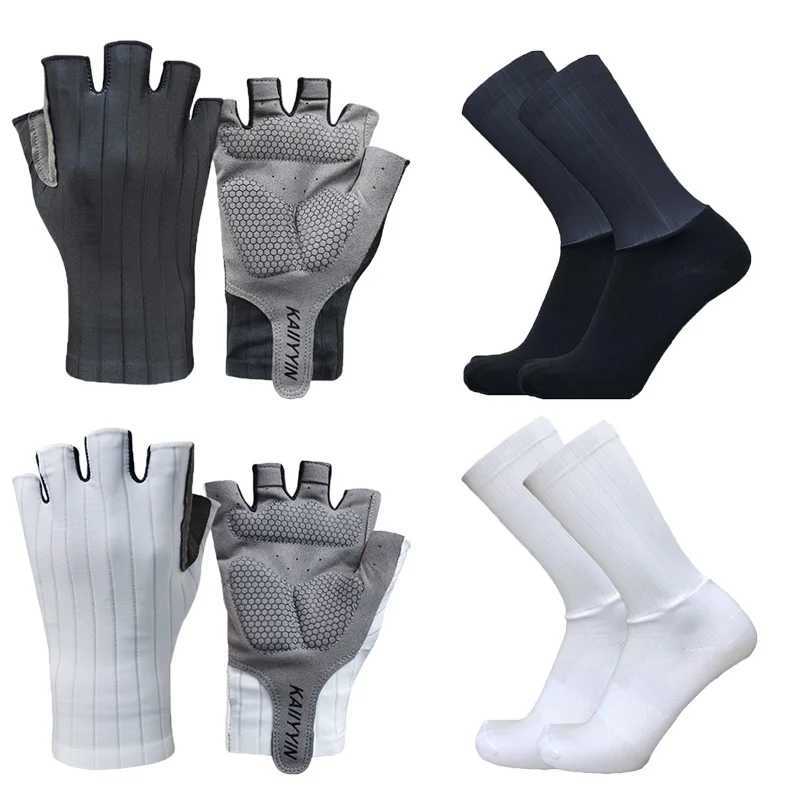 New Road Cycling Gloves Socks Combination Half-finger Bicycle Men Sports Aero Bike Gloves Guantes CiclismoC250412