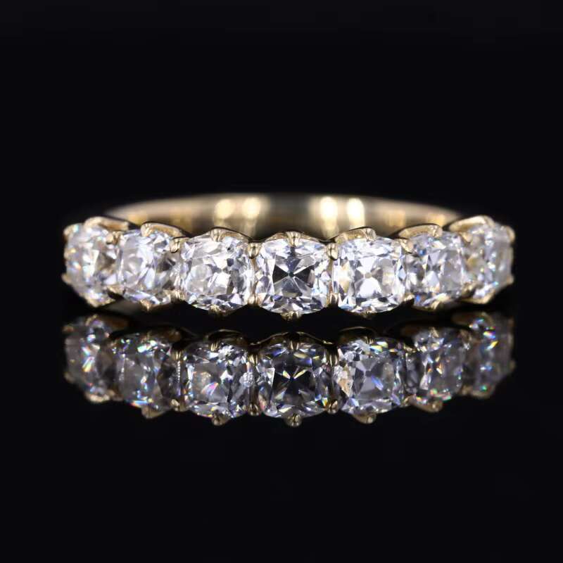 10k Yellow Solid Gold Antique Cushion Old Mine Cut 3.5x3.5mm Half Setting Moissanite Ring