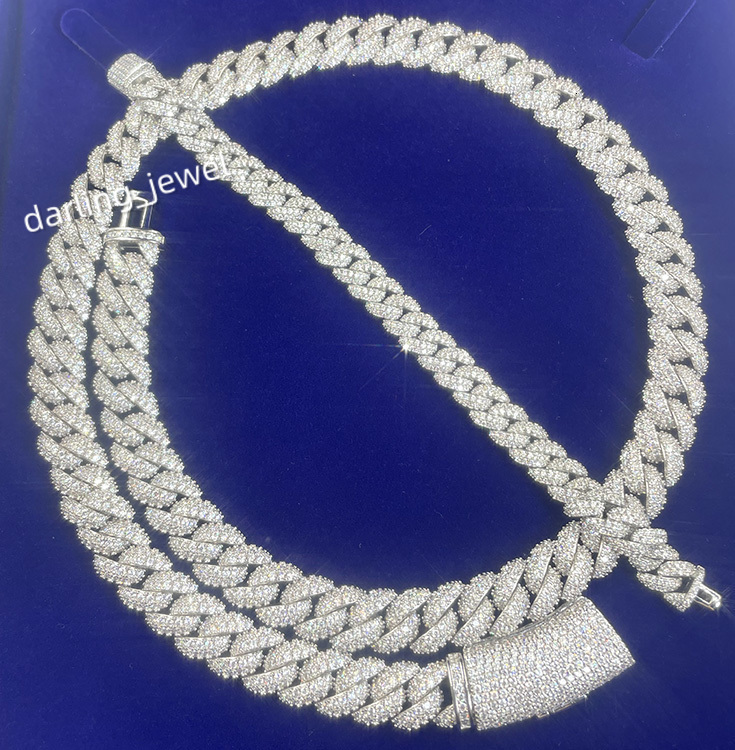 Yu Ying New Arrival S925 Sterling Silver Pass Diamond Tester VVS Moissanite Diamond Necklace Bracelet Cuban Link Chain
