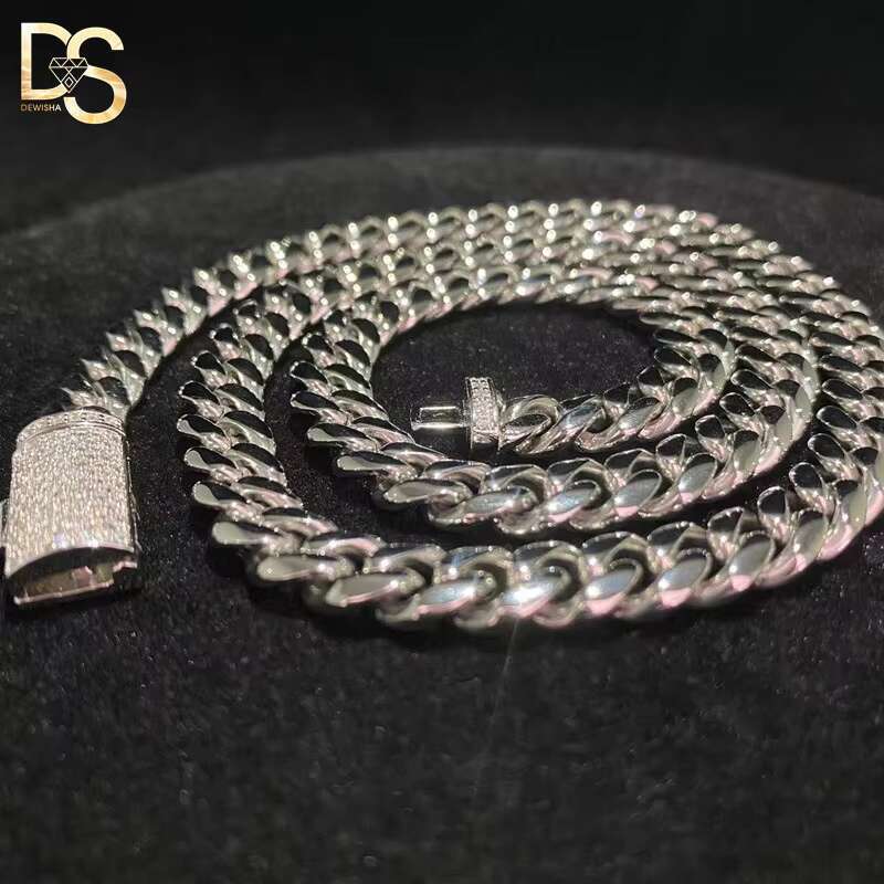 Hip Hop Fashion 8mm Width Rapper Stainless Wholesale Iced Out Cuban Link Chain for Men