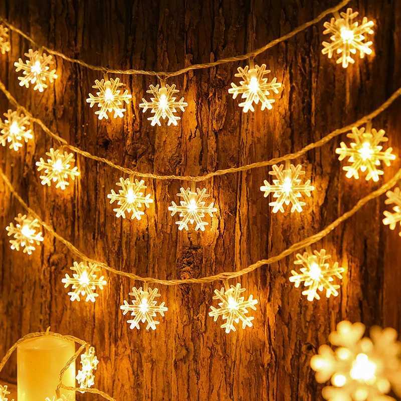 USB/Battrly Snowflake Lights String LED Festoon Light HalloweenTree Light Aesthetic Room Wedding Party Christmas Decor M251113