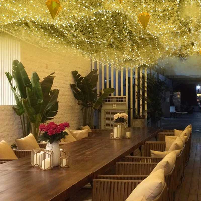 2024 Upgrade Wedding Ceiling Decor Starry Sky Wrought Iron Net With Luminous Lamp Beads Party Prop For Christmas And Birthday M251113