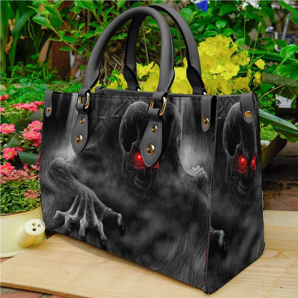 PU leather women's bag custom creative printed handbag, shoulder bag, black and white two options available