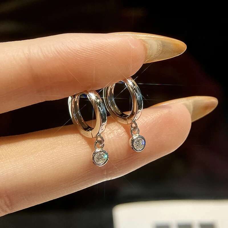 GRA Exquisite Bubble Certified Moissanite Diamond Hoop Earrings For Women Real 925 Sterling Silver Dating Shiny Luxury Jewelry