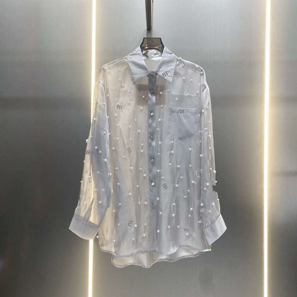 Designer clothing High version M Home Hot Diamond Starry Sky Polo Collar Long Sleeve New Simple and niche Outerwear Top Shirt