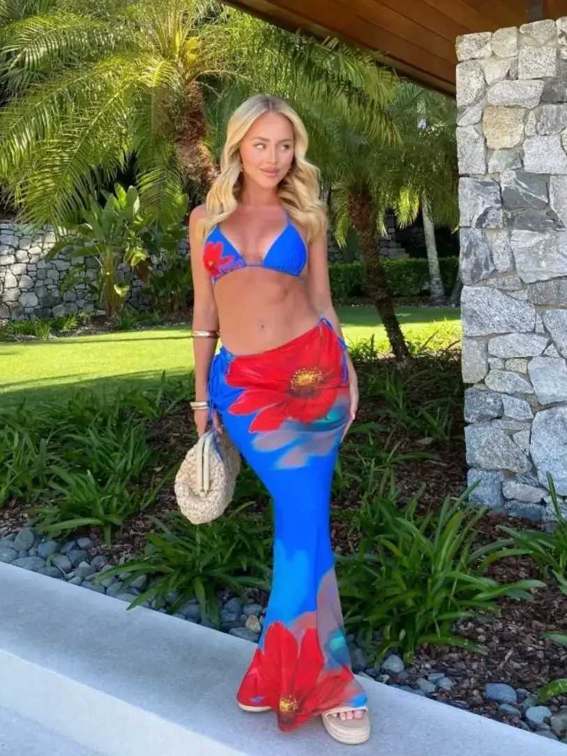 3pack Leopard Swimwear With Skirt Women Bikini Swimsuit A Line Skirt Beach Cover Up Halter Bikini Set Beachwear SummerW251113