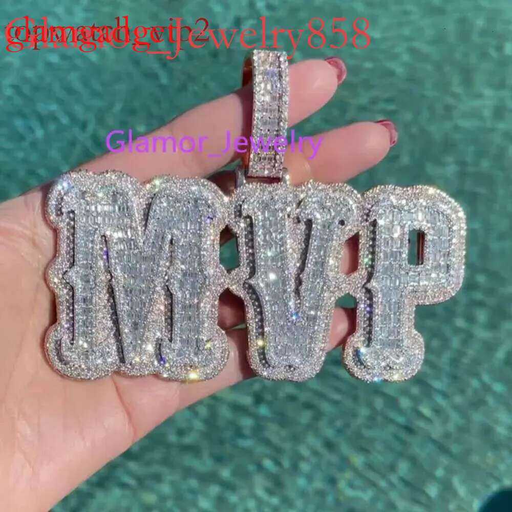 Icy Letter Charm Pendant Real Gold Plated Women Hip Hop Jewelry Iced Out DIY Private Custom Name Moissanite Dia NecklaceCustom alphanumeric
