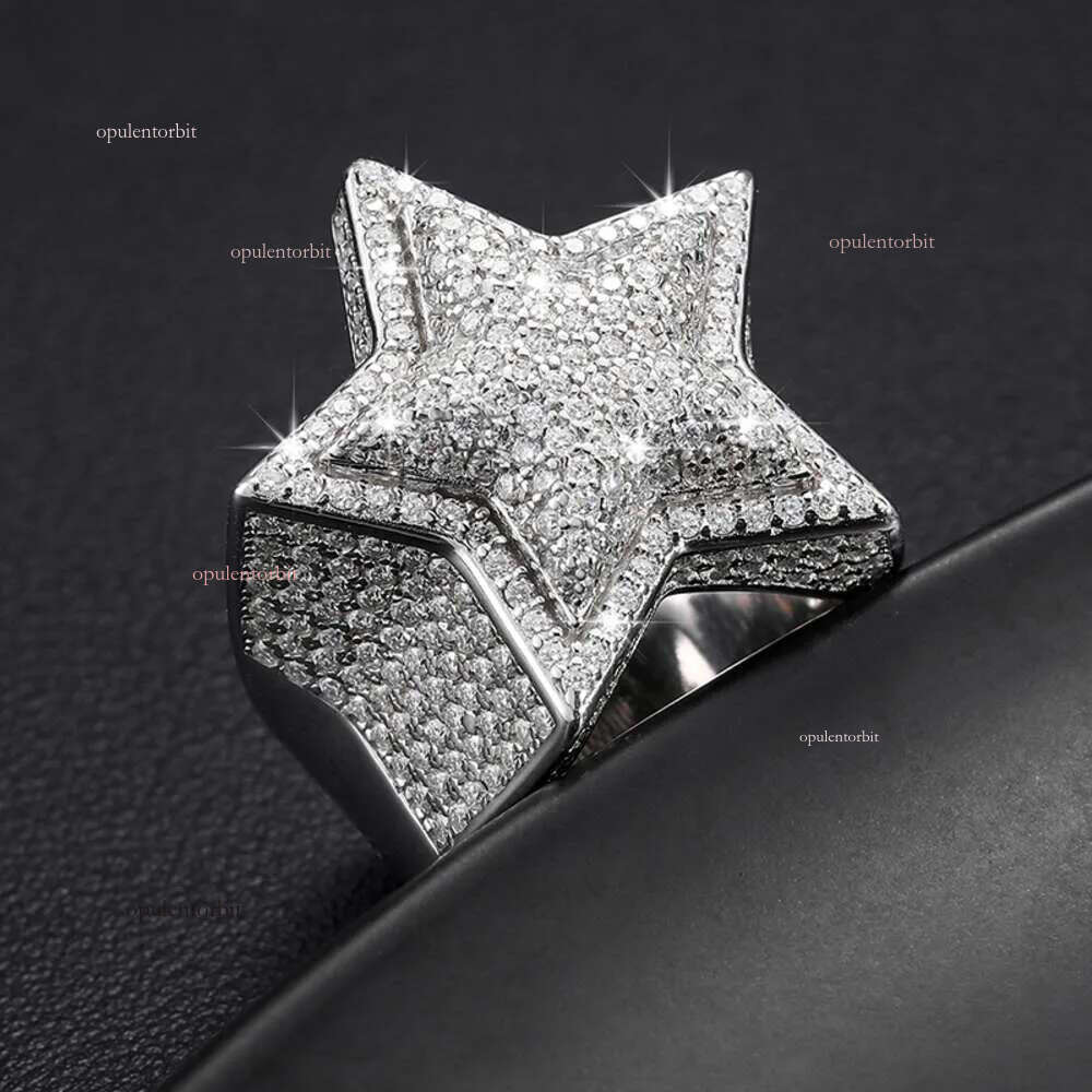 VVS Moissanite Dia Star Ring With GRA CertificateHiphop Men Women Fine Jewelry Iced Out Gold Plated Sterg Sier AA