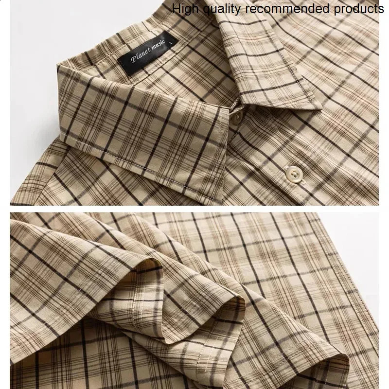 Mens streetwear retro summer pure cotton plain weave loose casual long sleeved commodity shirt Cityboy shirt 250411