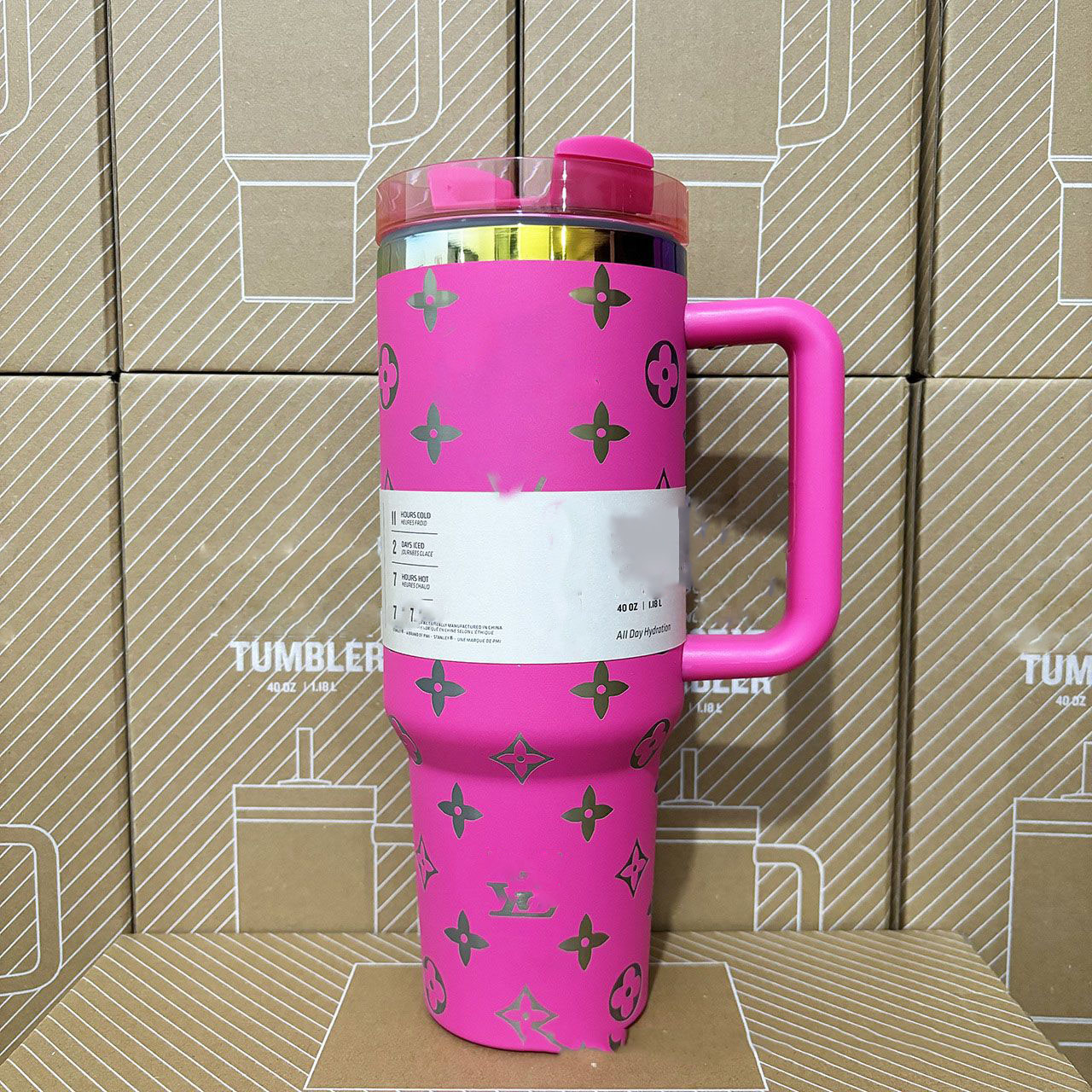 Fashion Hot Sale Water Bottle 40oz Stainless Steel Handle Lid and Straw Insulated Cup Christmas Birthday Gift With Logo