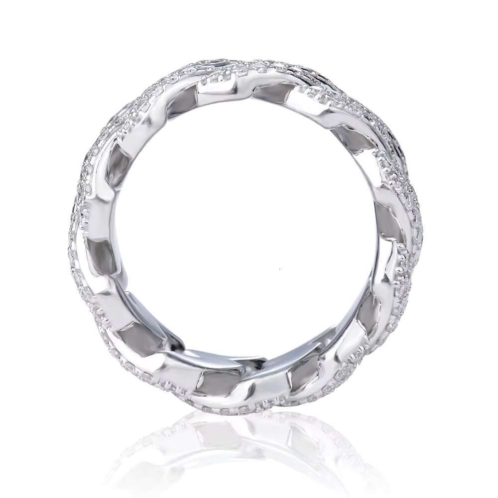 925 Sterling Silver Cuban Ring Pass Diamond Tester with VVS1 DEF Color Diamond Moissanite Jewelry for Wedding Hip Hop Style