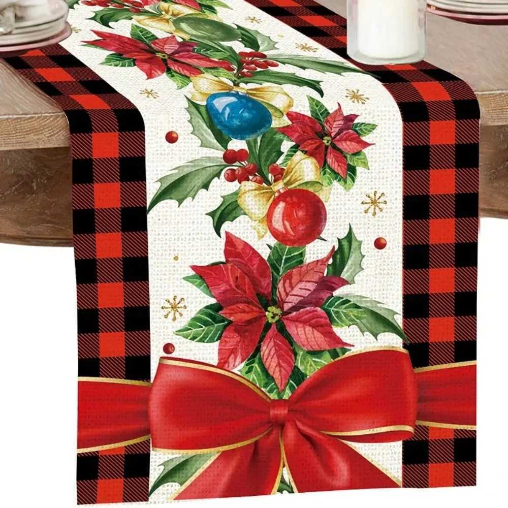 Christmas Merry Christmas Red Pine Tree Table Decoration Table Flag Winter Christmas Holiday Party Kitchen Table Decoration Y251113