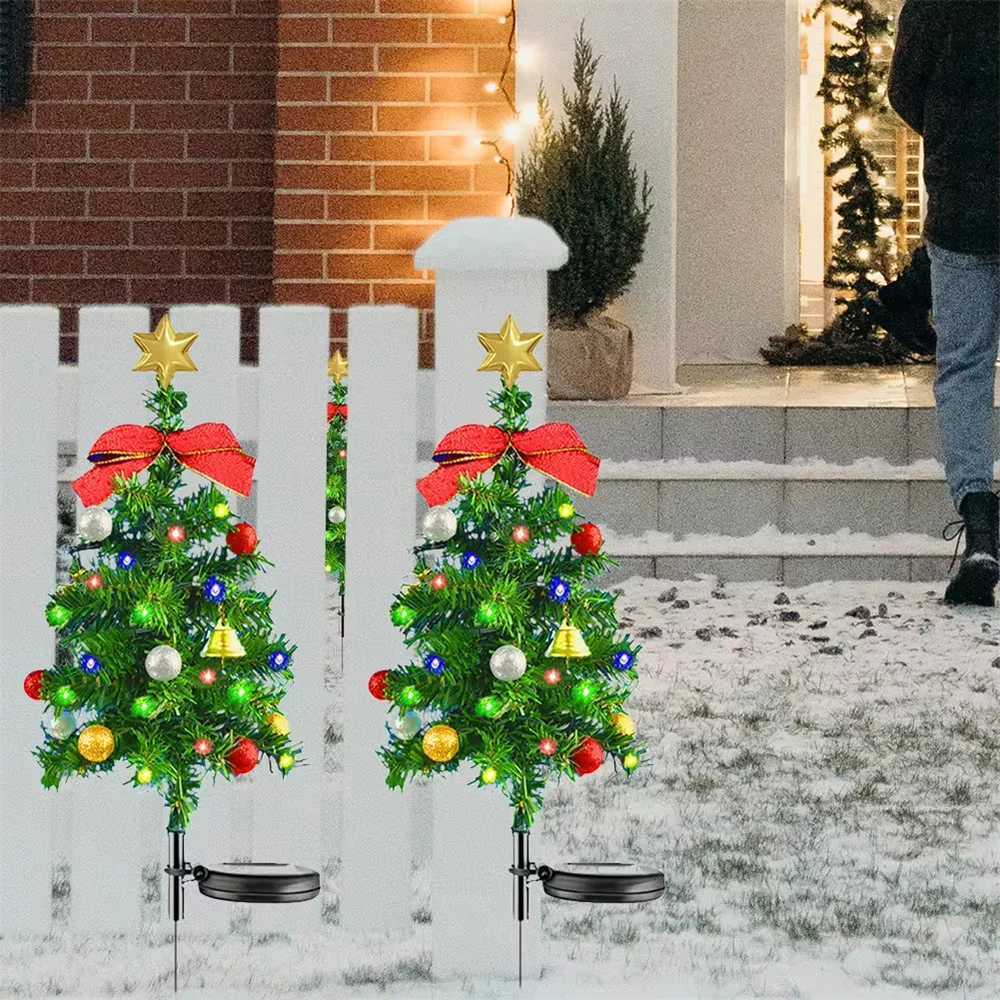 Christmas Tree Solar Lights Outdoor Waterproof LED Garden Pathway Lawn Landscape Festive Decorative Floor Lights Christmas Decor M251113