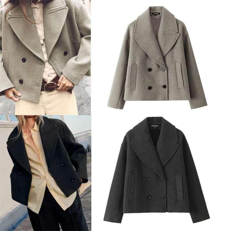 Designer Clothes Women's Fall-Winter 2024 New Double-Placket Cropped Coats Simple And Stylish Women's Blouse Jackets