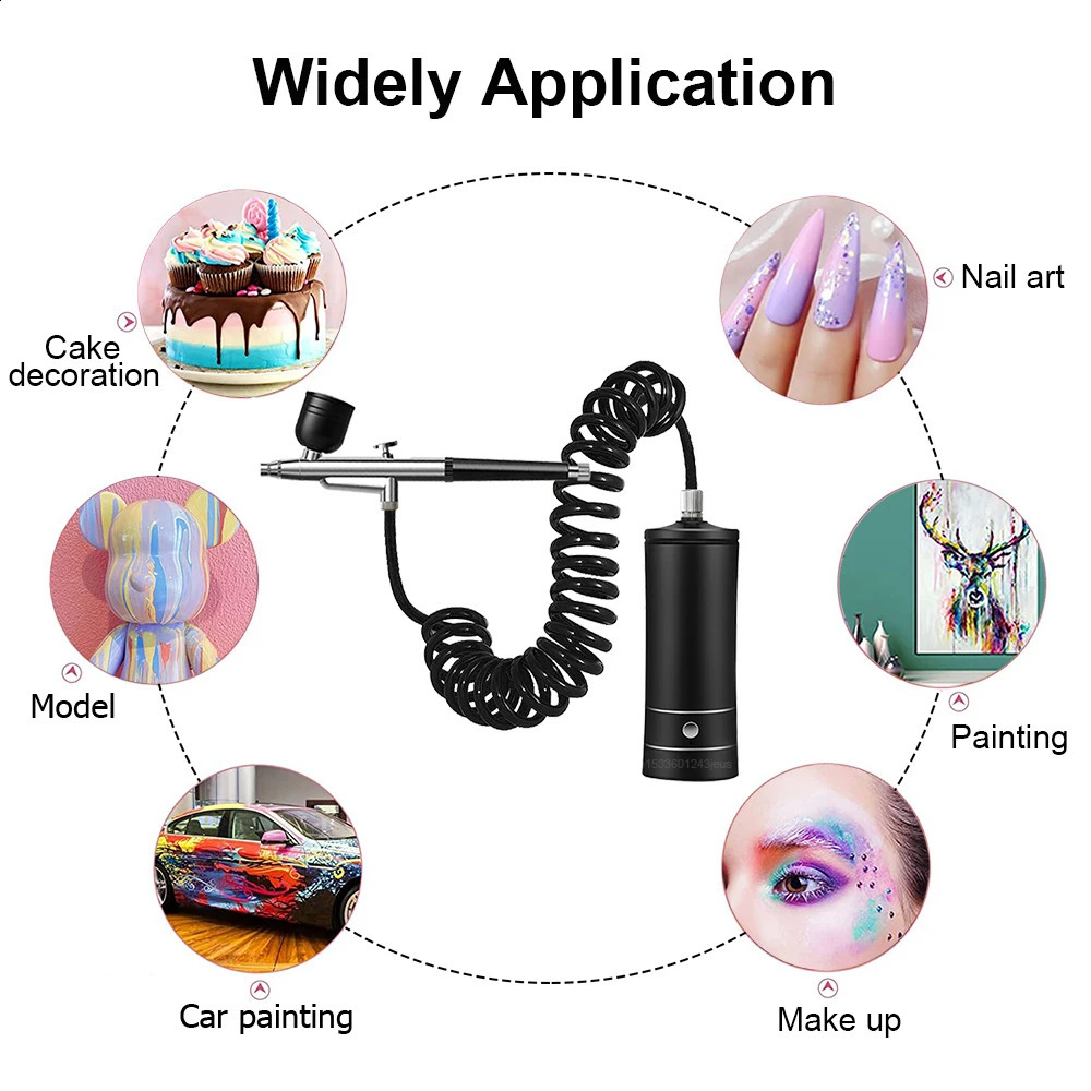 Airbrush Nails Art Paint with Compressor Portable Air Brush For Nail Cake Pastry Makeup Decoration Cordless Gun Varnish Sprayer 250409