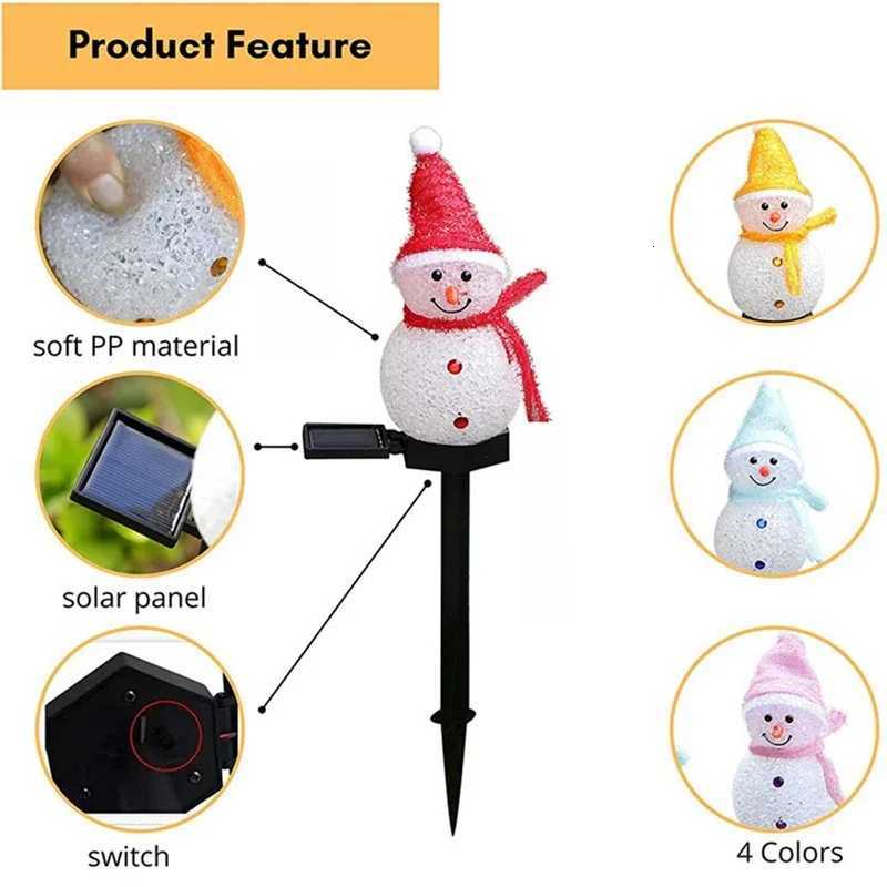 LED Snowman Solar Garden Light Outdoor Ground Stake Light Solar Powered Xmas Pathway Lights for Christmas Lawn Yard Decoration M251113