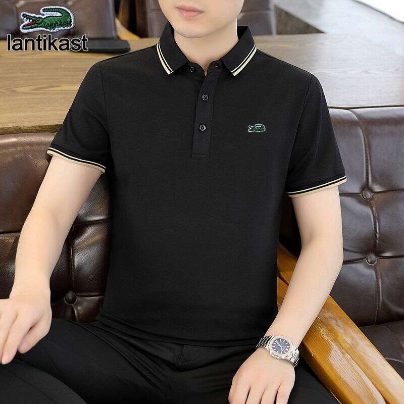 Noble Crocodile Polo designer handbag Shirt Men's Summer Short Sleeve Cotton T-Shirt Turn-down Collar Business High-end Loose Fit Trendy Tee