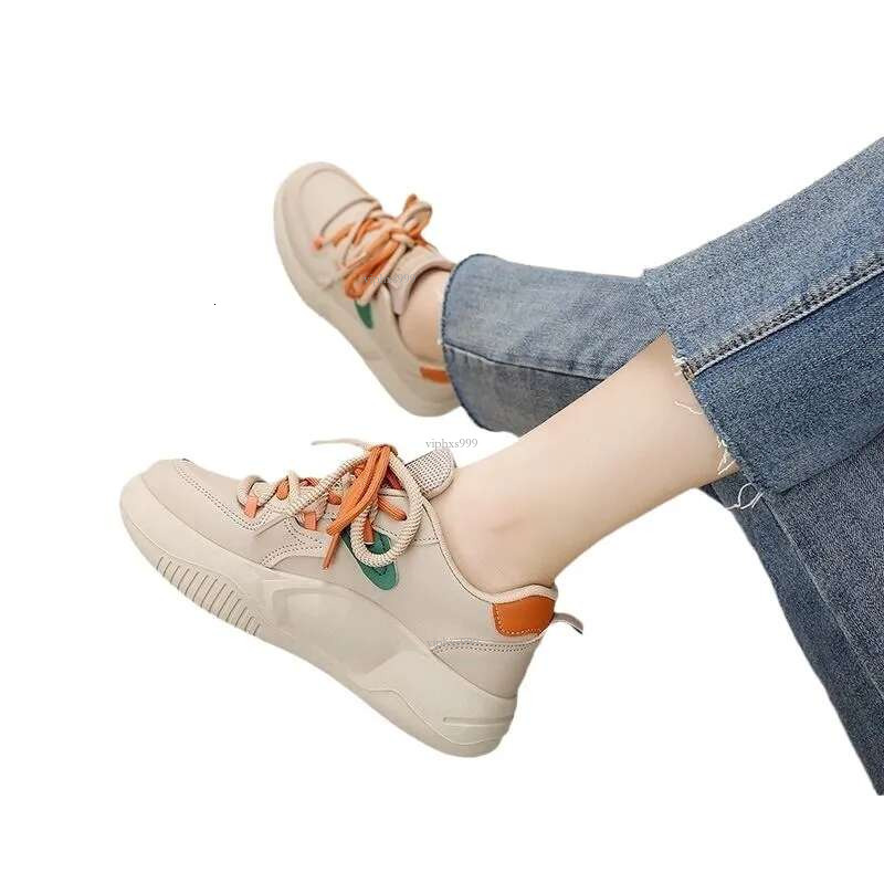New Free Shipping Designer Shoes Real Leather Thick Soled Versatile White Women's Ins Dad 2025 Spring Shoes Sports Shoes