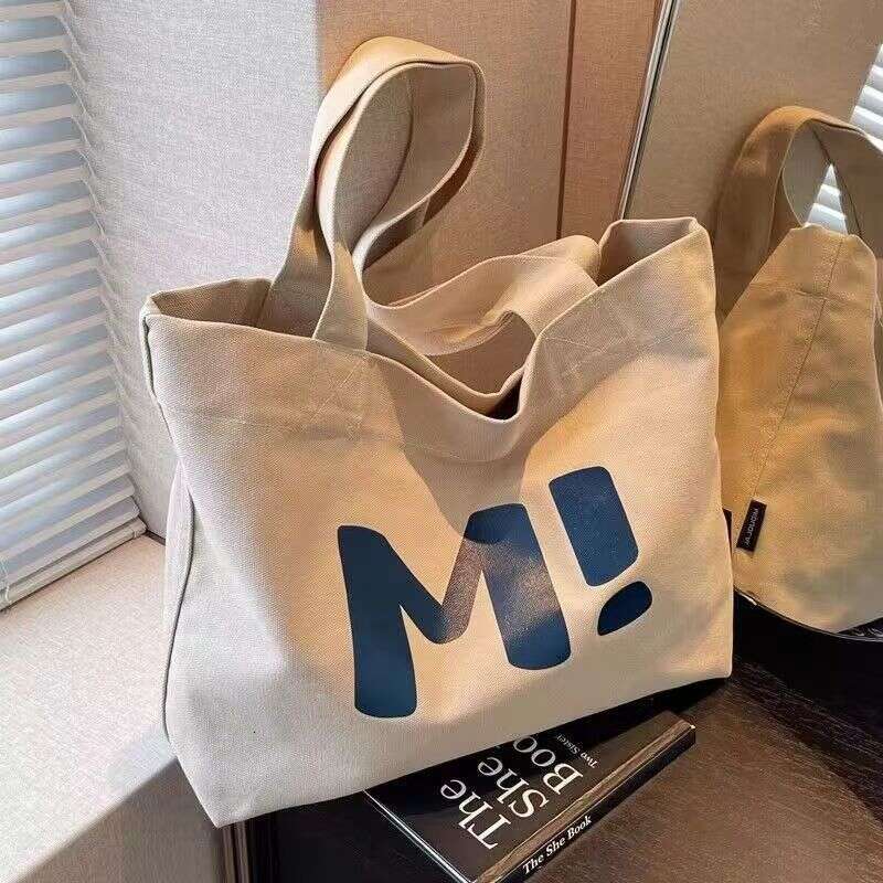 Canvas for women, large capacity, sturdy supermarket shopping bag, simple and versatile. 2024 new single shoulder tote bag