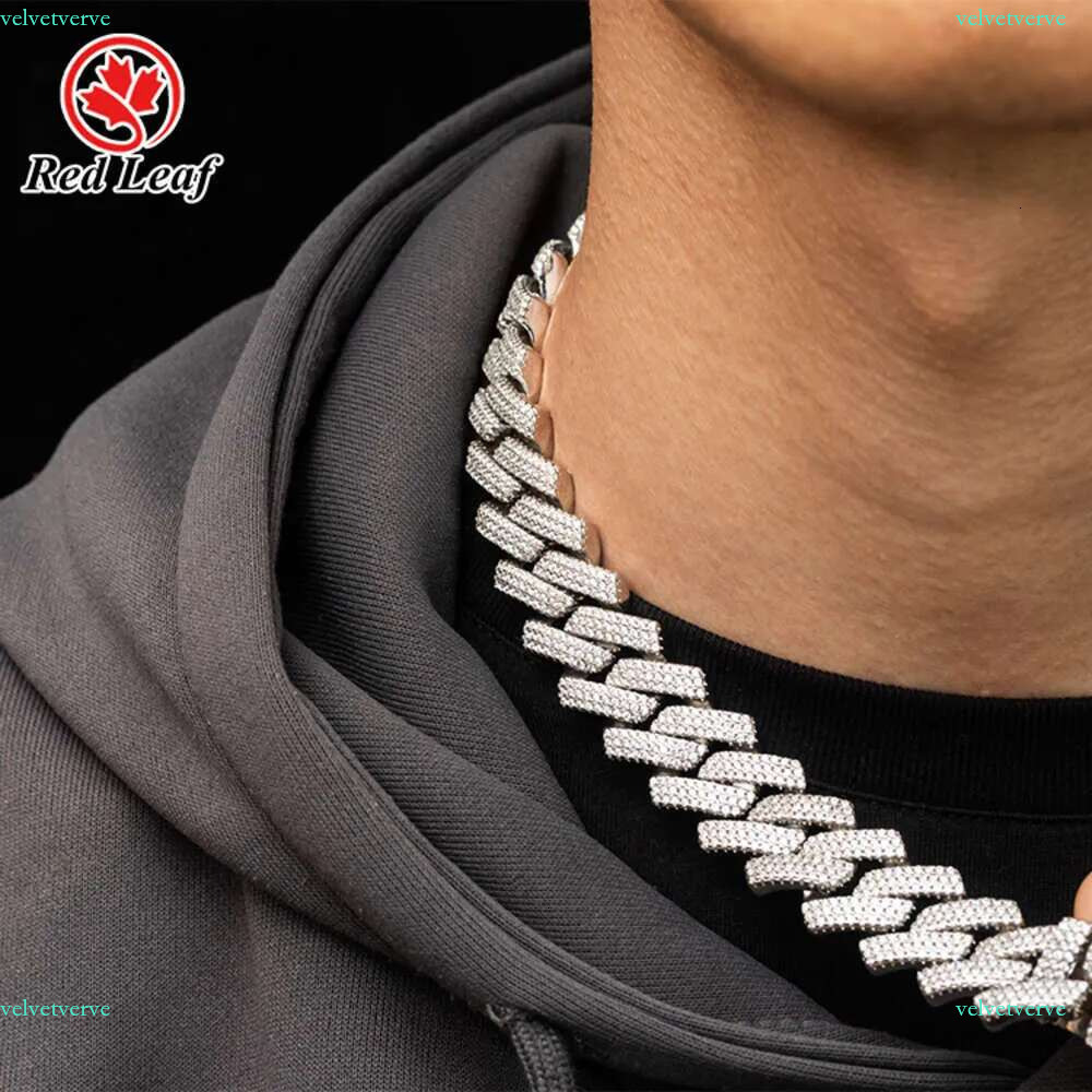 Designer Jewelry Popular k Chain Hip Hop 14mm 15mm 20mm D VVS1 Round Brilliant Cut Pass Dia Tester Moissanite Cuban Necklace Men for