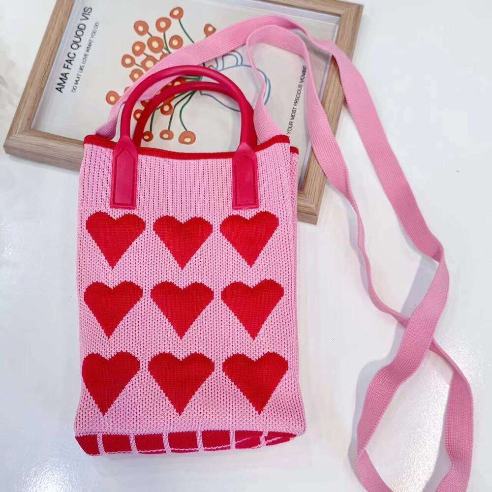 Handbag, ladies' new knitted mobile phone internet celebrity love crossbody bag, mini bag
