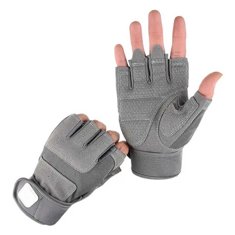 Fingerless Work Gloves Adjustable Wrist Gym Gloves Anti Slip Reinforced Palm Hand Out Mittens For Hunting Cycling ClimbingC250412
