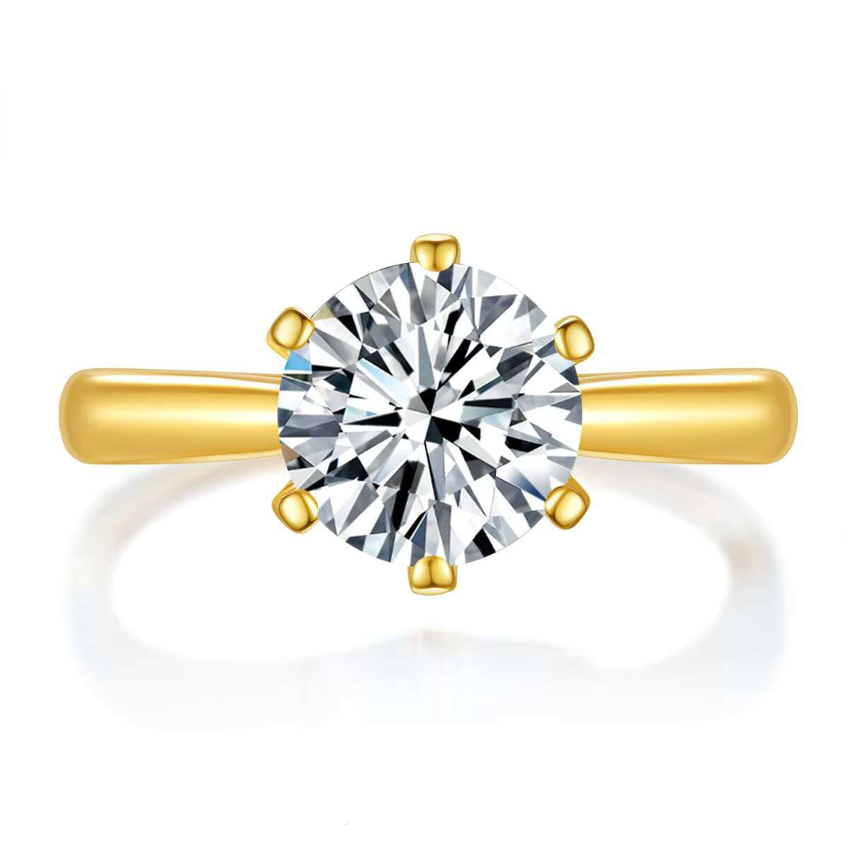 De Classic Six Claw Moissanite Wedding Ring 1ct VVS Moissanite Gold Color Eternal Engagement Ring for Proposal 925 Silver Rings