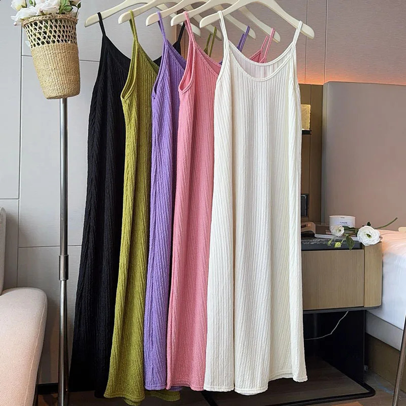 Womens spaghetti strap dress 2025 summer solid color loose long beach sun lace elegant sleeveless party midi 250411