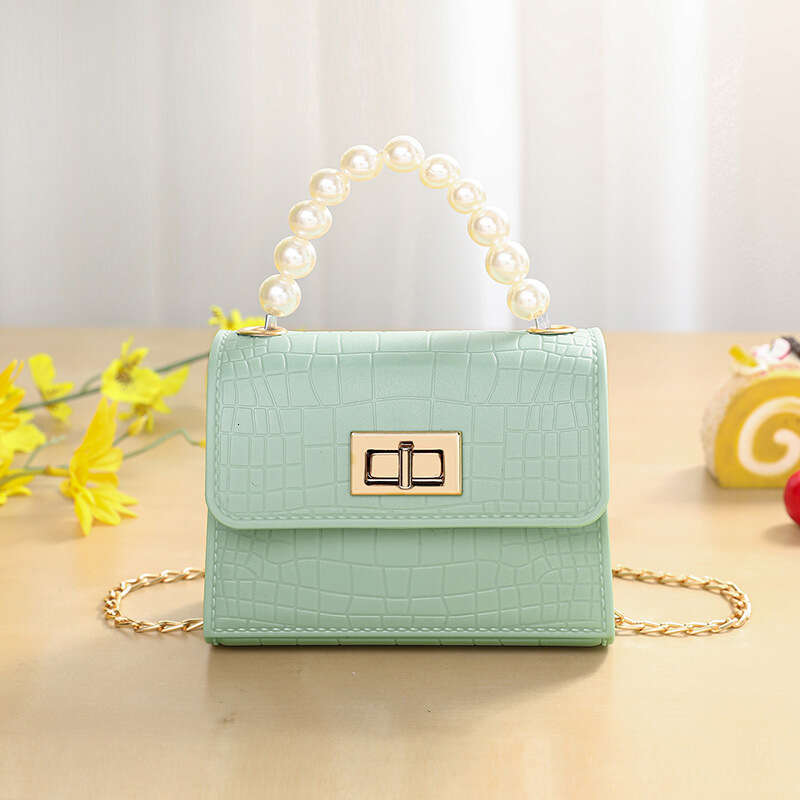 Crocodile Pattern Jelly 2022 PVC Children's Handbag Zero Wallet Pearl Crossbody Small Bag